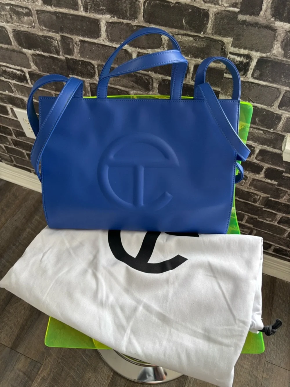 Telfar Royal Blue Leather Shopping Tote